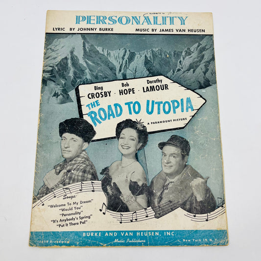 1945 Personality Road to Utopia Bing Crosby Bob Hope Sheet Music V37-4