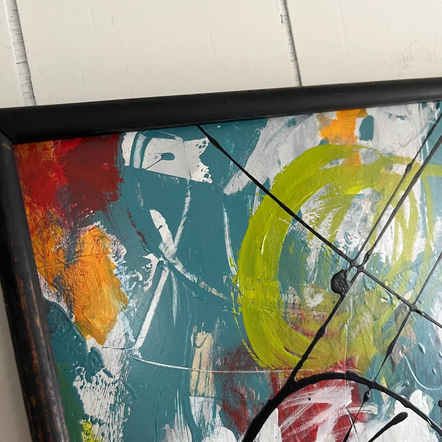 Original Large Framed Abstract Art Painting 16x20" Hide and Seek With COA