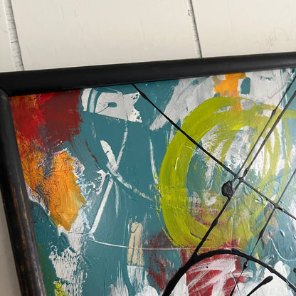 Original Large Framed Abstract Art Painting 16x20" Hide and Seek With COA