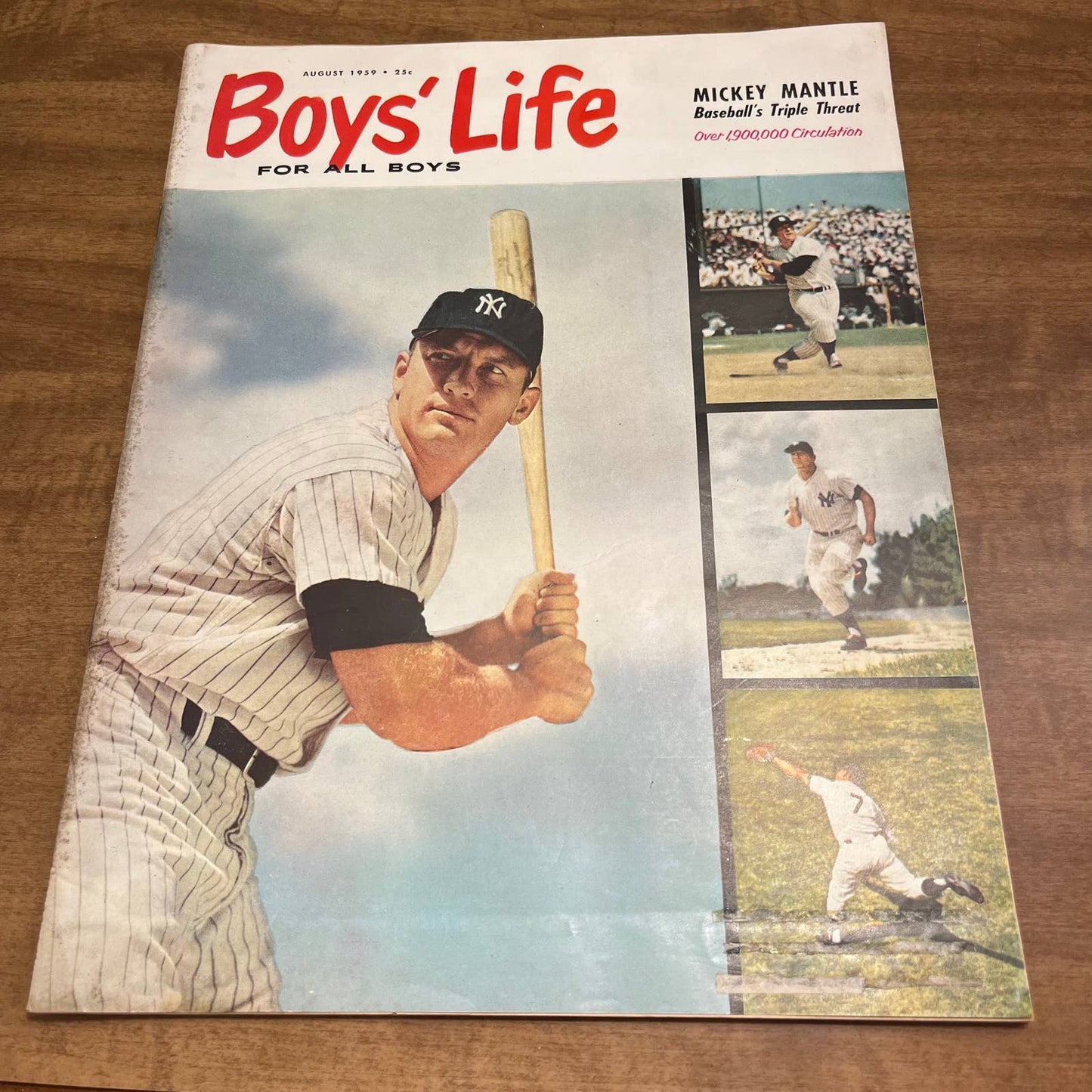 August 1959 Boys' Life For All Boys Magazine Mickey Mantle Yankees Cover TH1