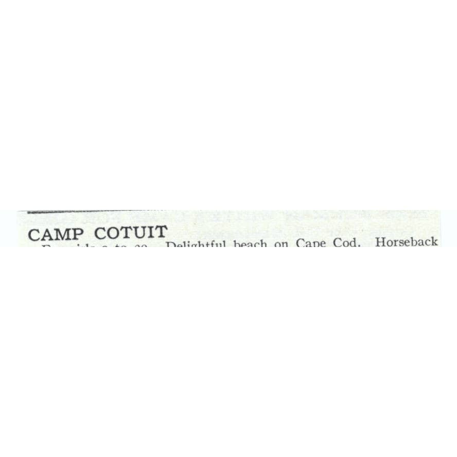 Camp Cotuit Cape Cod Emma L. Schumacher - 1921 Original Ad TJ7-S6