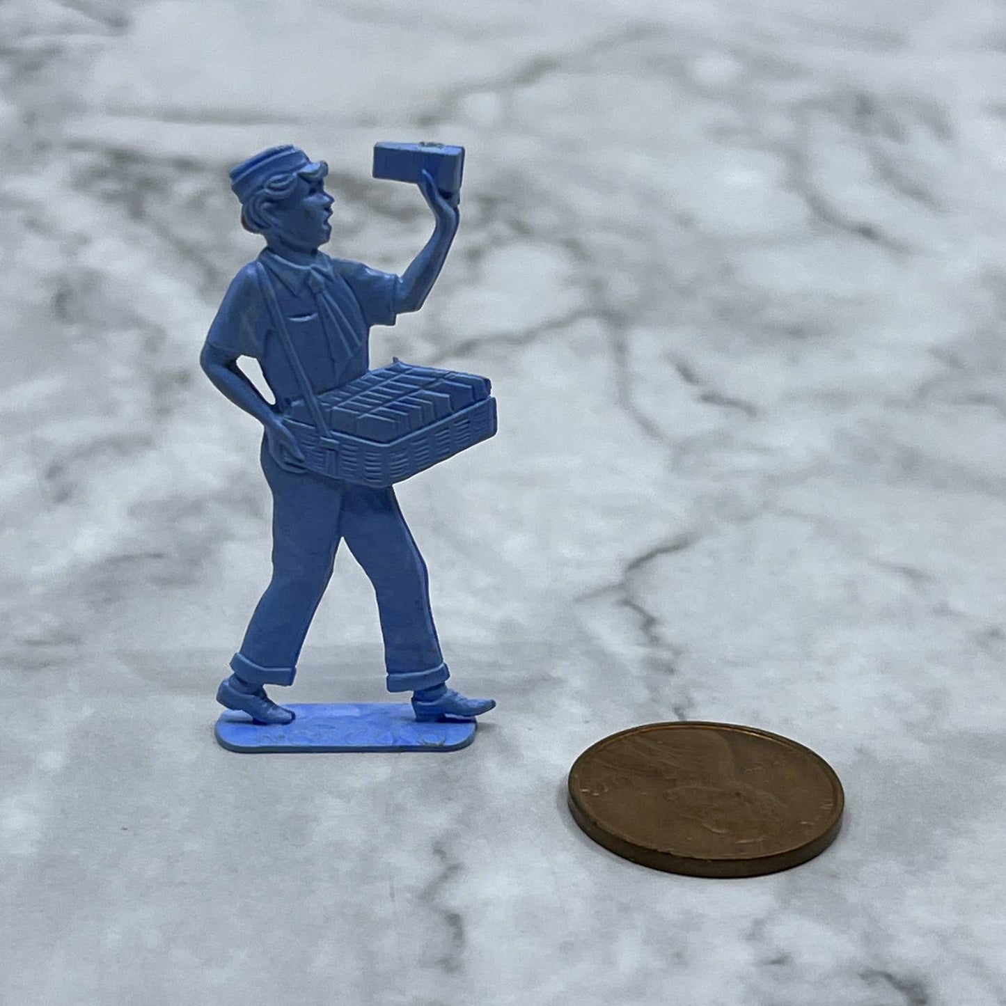 1950s Cracker Jack Prize Toy Blue Nosco Cracker Jack Vendor Stand Up 2” SE7
