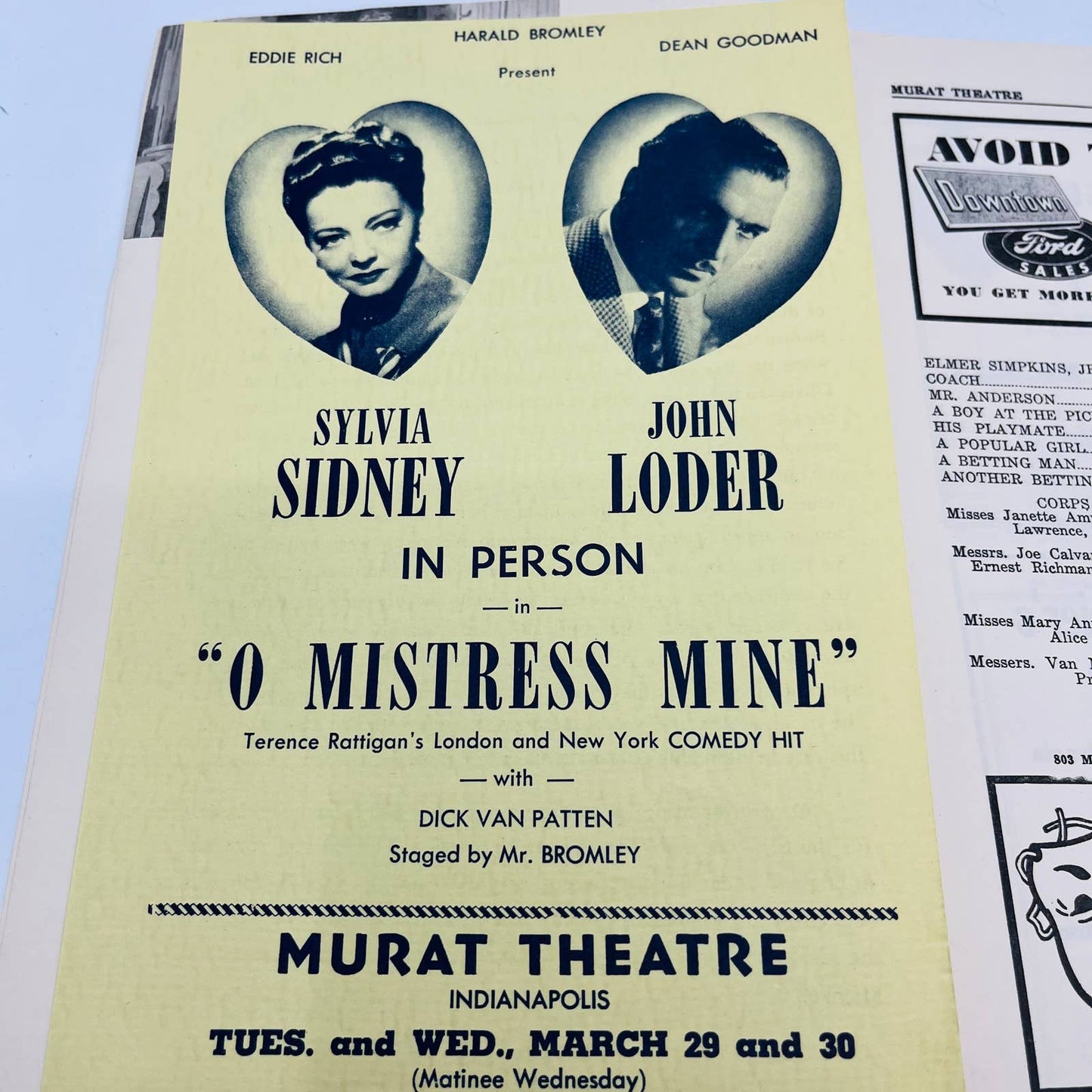 1949 Murat Theatre Playbill HIGH BUTTON SHOES Meridian Indiana C7