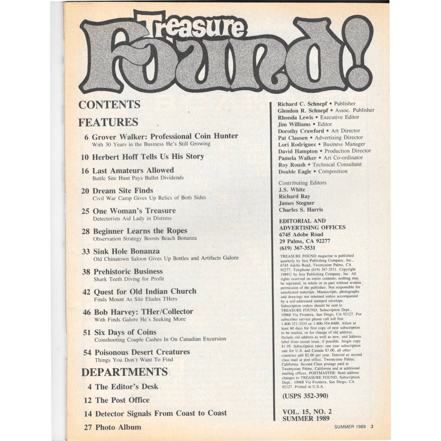 Treasure Found! Magazine 1989 Summer Metal Detecting Gold Diamonds M2