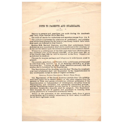 1917 Feb WWI Era US Naval Academy Midshipman JGM Stone Report Card EW Eberle AC9