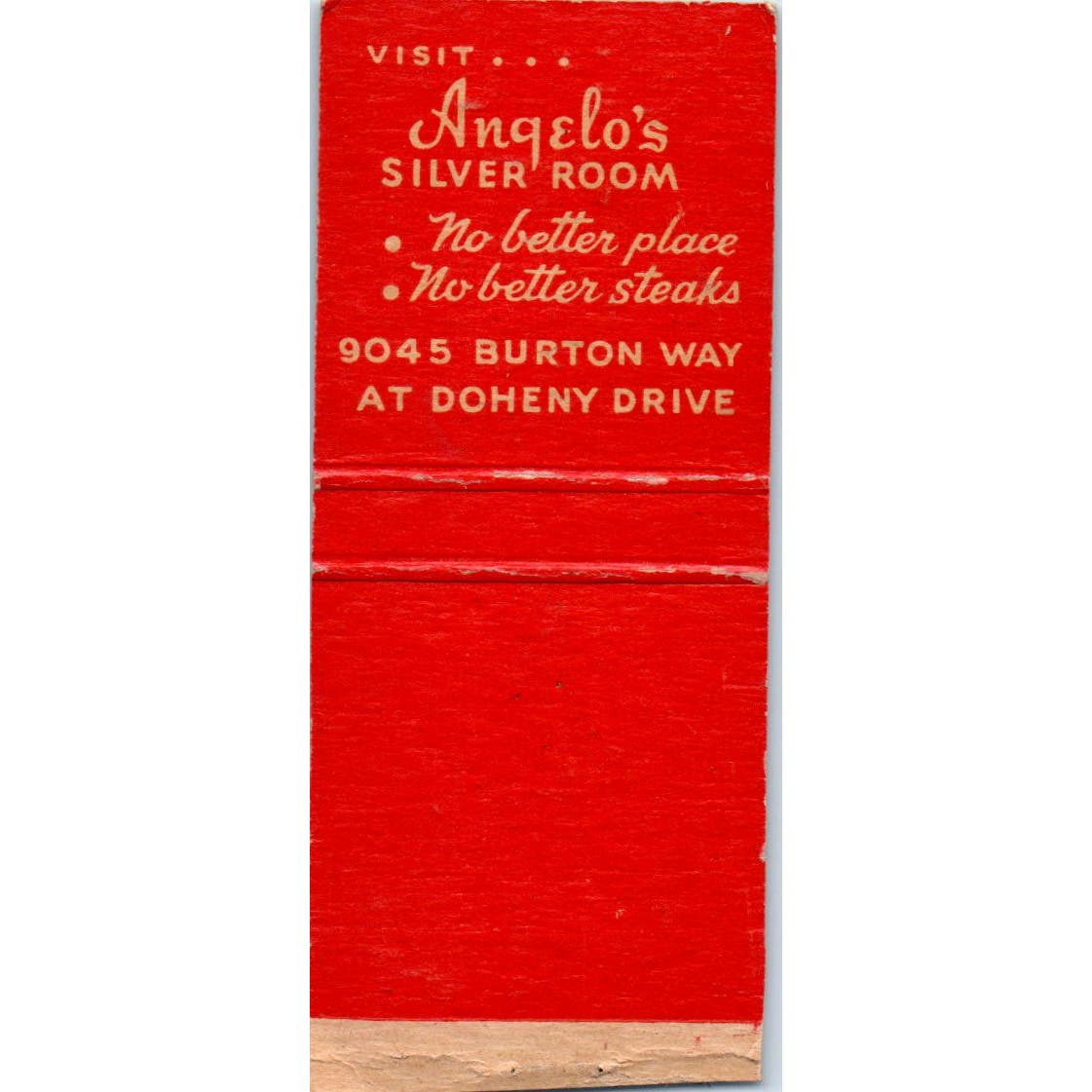 Angelo's Copper Room Beverly Hills CA Advertising Matchbook Cover SA9-M5