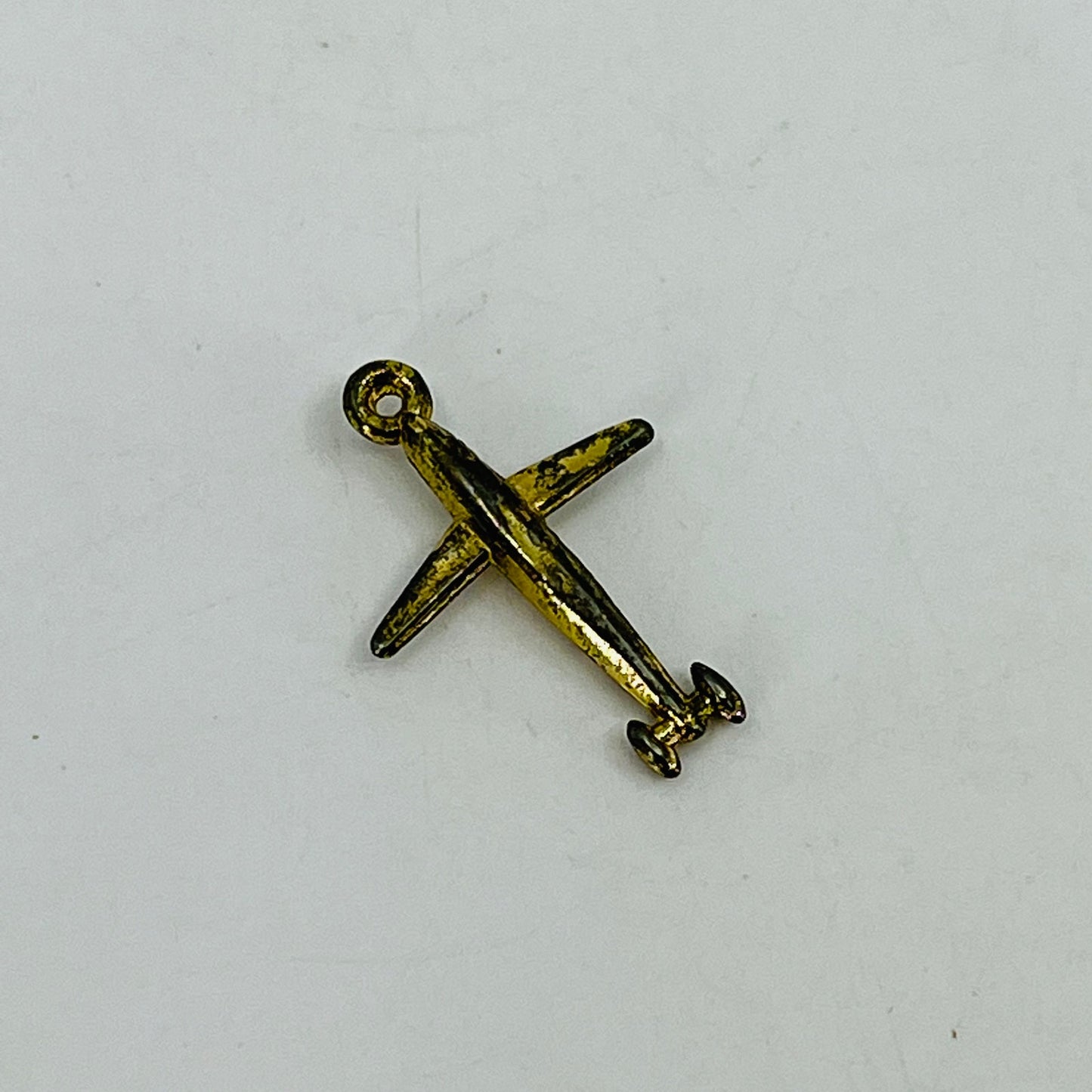 Vintage Airplane Gold Tone Pendant Charm SF4