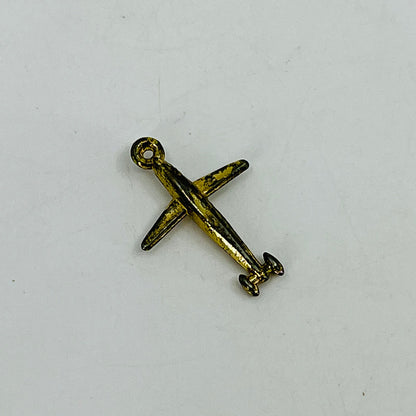 Vintage Airplane Gold Tone Pendant Charm SF4