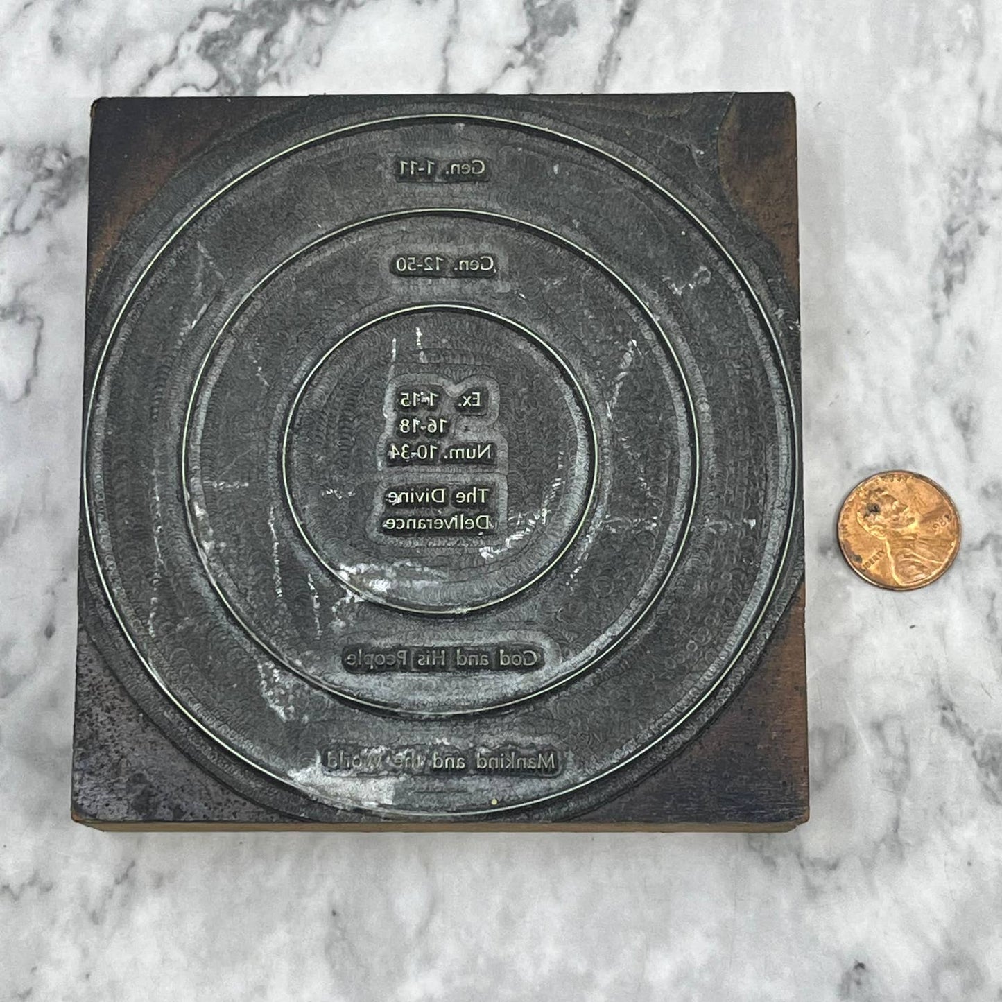 Vintage Printing Printers Block Plate Christian Graphic Genesis 1:11, 12:50 TJ52