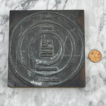 Vintage Printing Printers Block Plate Christian Graphic Genesis 1:11, 12:50 TJ52