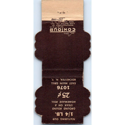 East Main Grill Hamburgers Rochester Die Cut Advertising Matchbook Cover SA1-M4