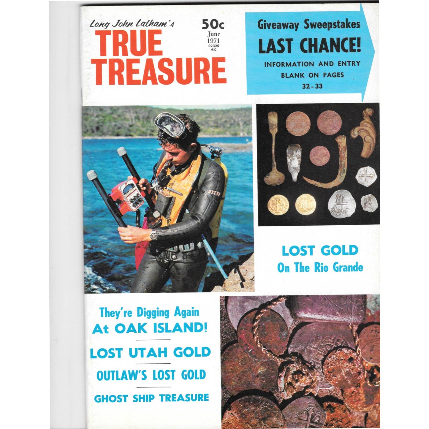 Long John Lathams Lost Treasure Magazine Lost Mines, Buried, Sunken Jun 1971 MB1