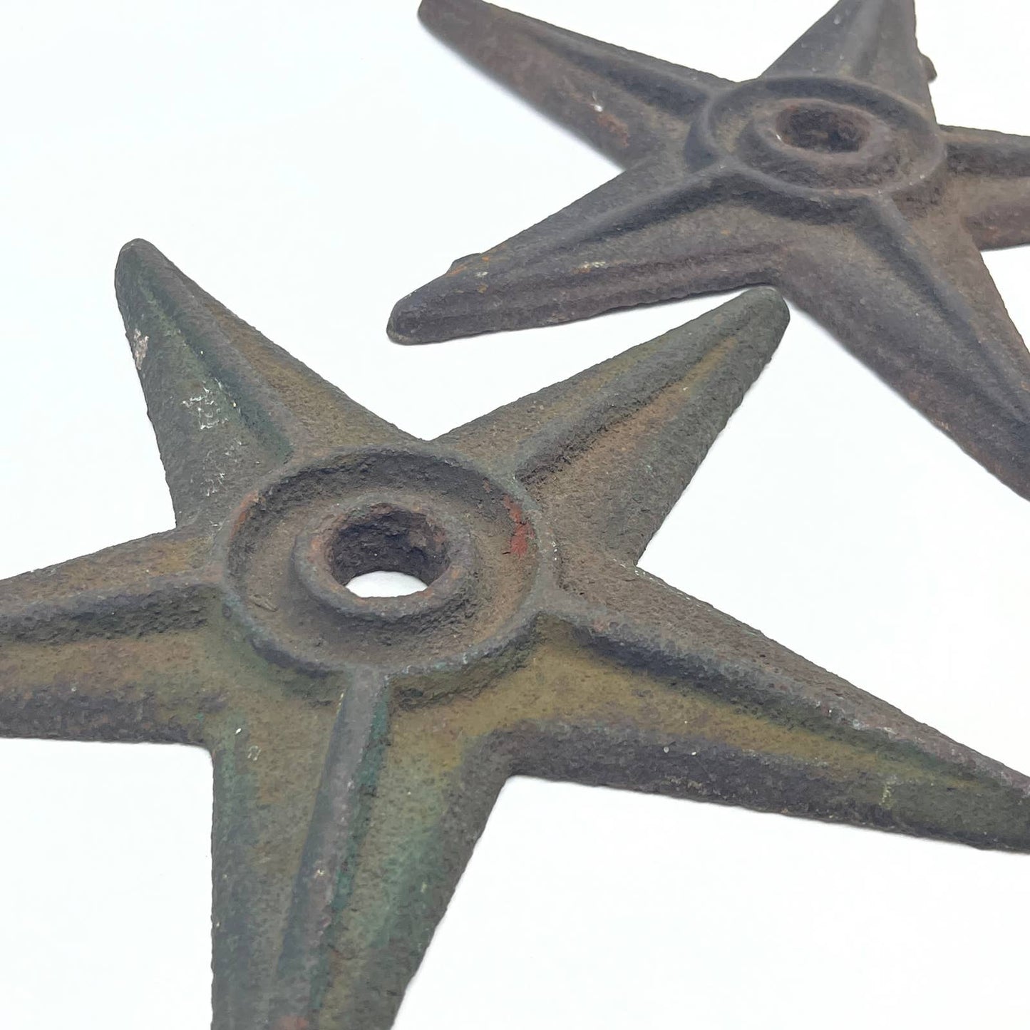 Primitive Cast Iron Star Farm Western Decor Rustic Large 8.5" Set of 2 TG5