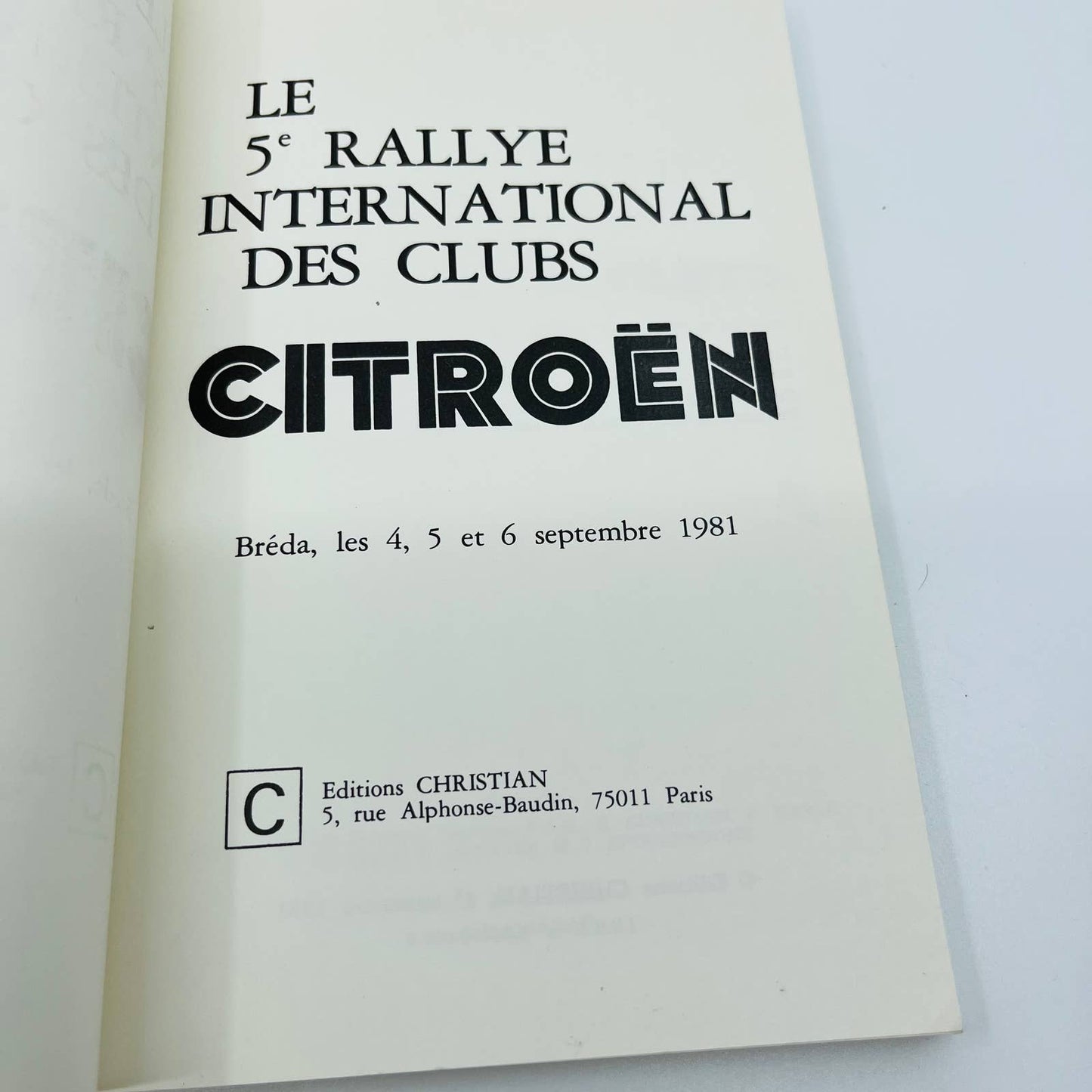 le 5e Rallye international des clubs Citroën nederlands, français, english BA1