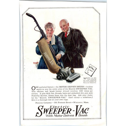 c1920 Harper's Magazine Ad - Electric Sweeper-Vac Pneuvac Co Worcester MA TD8-H1