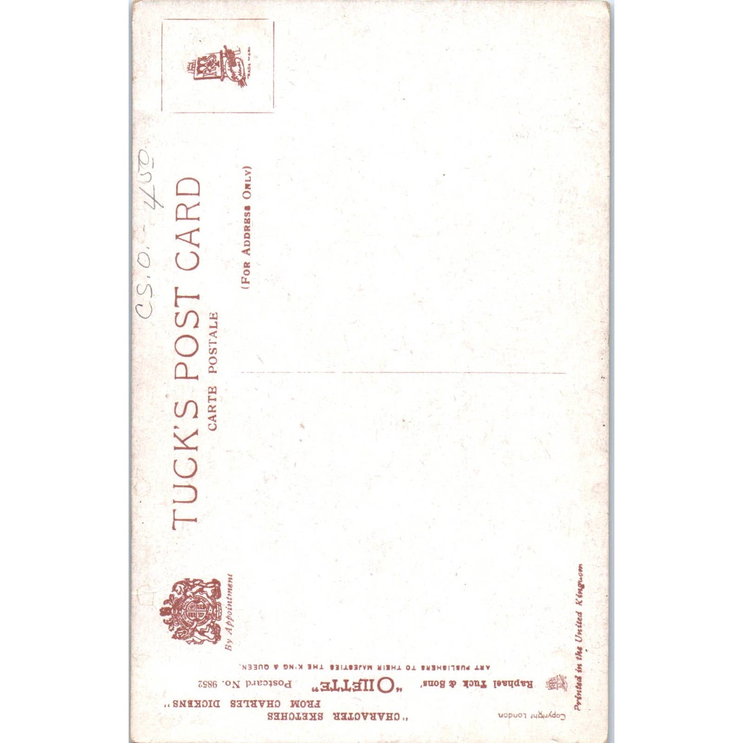 Trotty Veck & Daughter Meg Dickens Raphael Tuck Oilette Original Postcard TK1-21