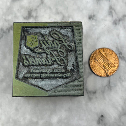 Vintage Printers Block Plate Lady Francis Coin Operating Drycleaning Stores TJ54