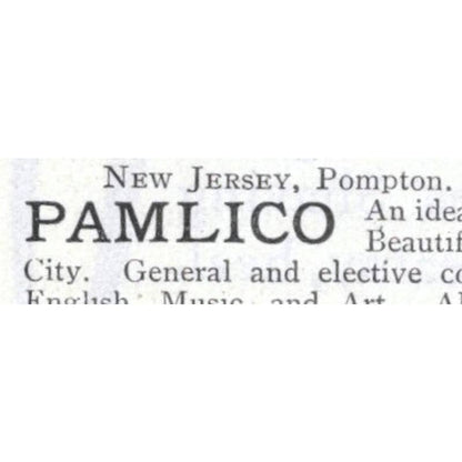 Pamlico School for Girls Pompton NJ H.C. DeMille - 1903 Original Ad TJ8-7-8