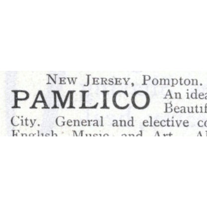 Pamlico School for Girls Pompton NJ H.C. DeMille - 1903 Original Ad AK5-S33