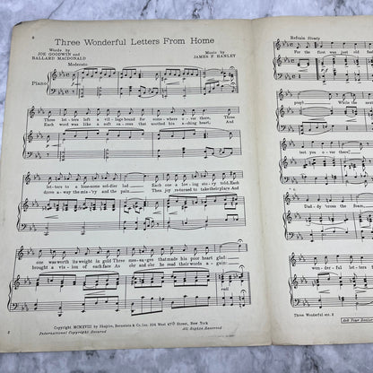 Three Wonderful Letters From Home 1918 Sentimental Ballad Popular WWI Song V42-4