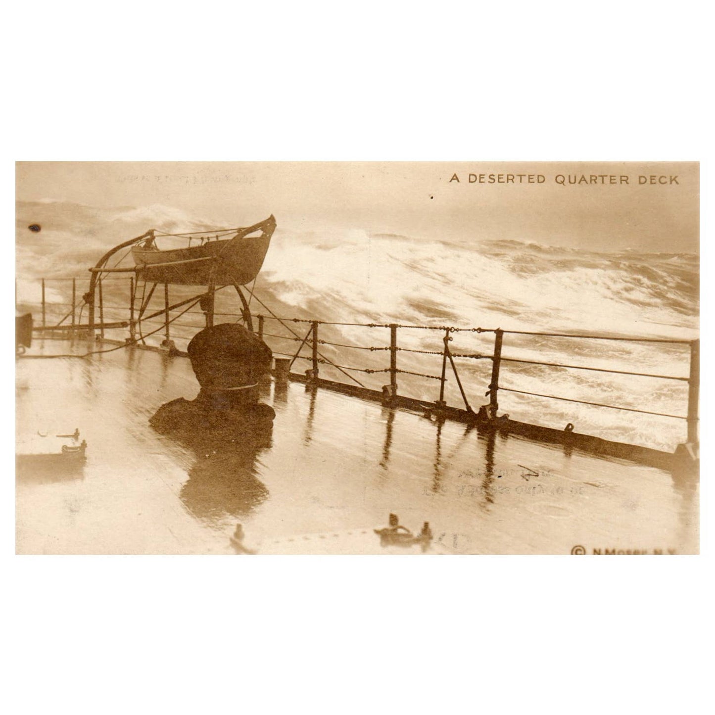 WWI Battleship Deserted Quarterdeck - Original Postcard TJ8-5