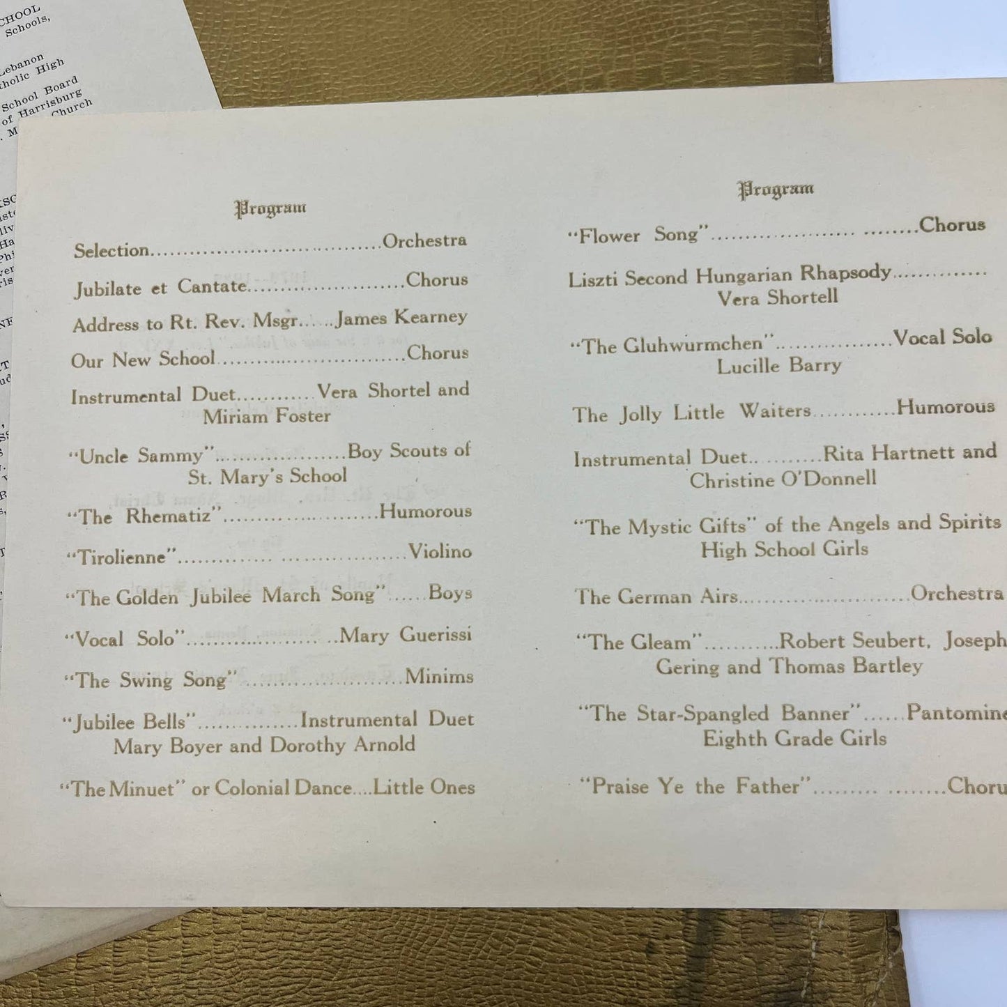 1929 Program Sacerdotal Golden Jubilee of Reverend Adam Christ Lebanon PA TH7