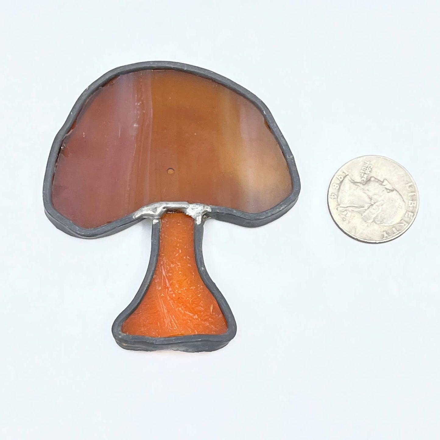 Vintage Stained Glass Mushroom Suncatcher Ornament 3" TG1
