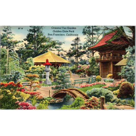 Vintage Postcard Oriental Tea Garden Golden Gate Park San Francisco CA EA3