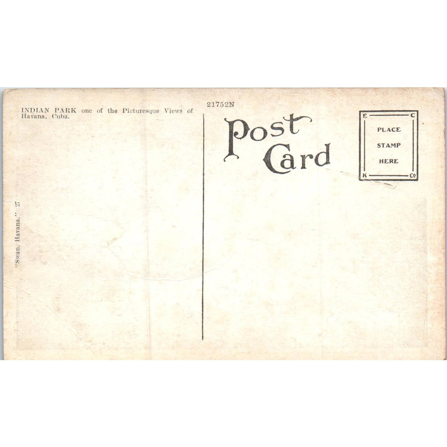 Indian Park Havana Cuba Original Postcard TK1-P16