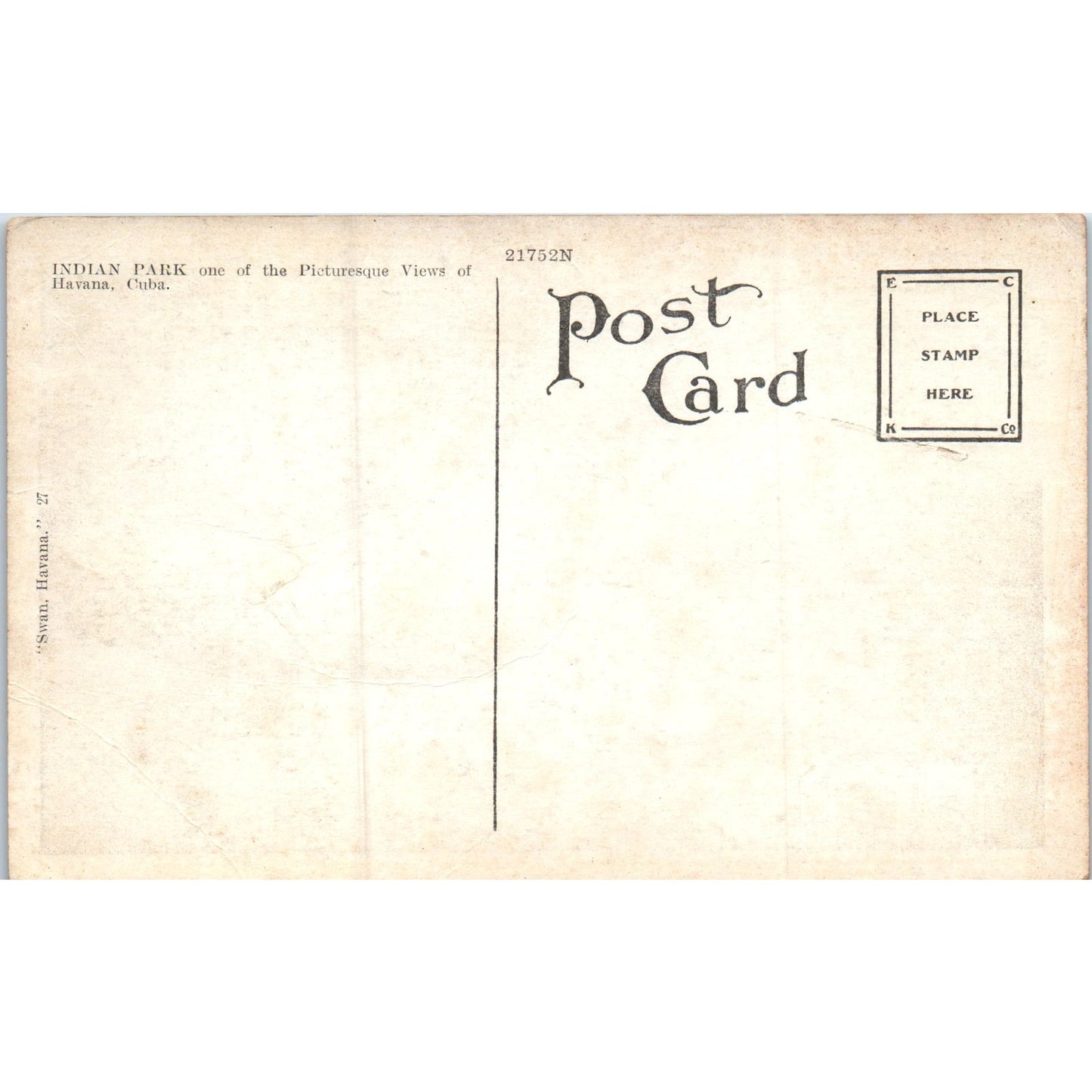 Indian Park Havana Cuba Original Postcard P3-1