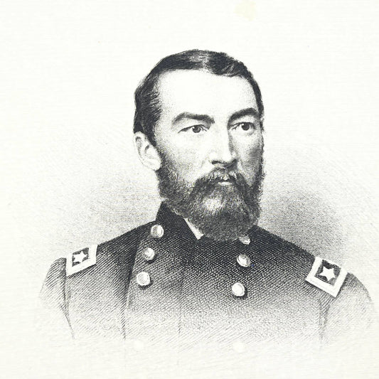 1867 Original Steel Art Engraving - Union General Philip Sheridan 9x5" AC3-7