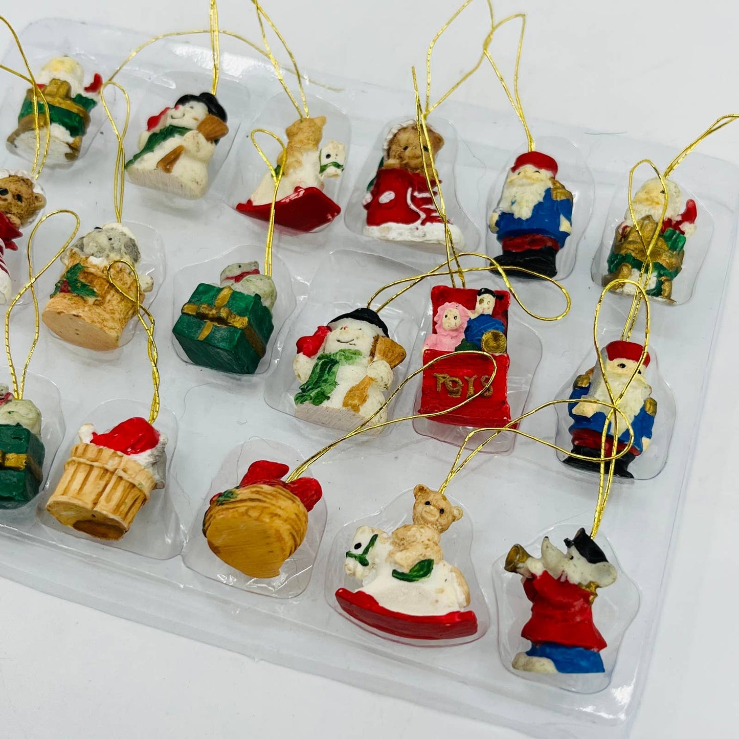 Toyland Christmas Ornaments Set Of 18 Hand Painted Mini 1" Ornaments in Box TD2