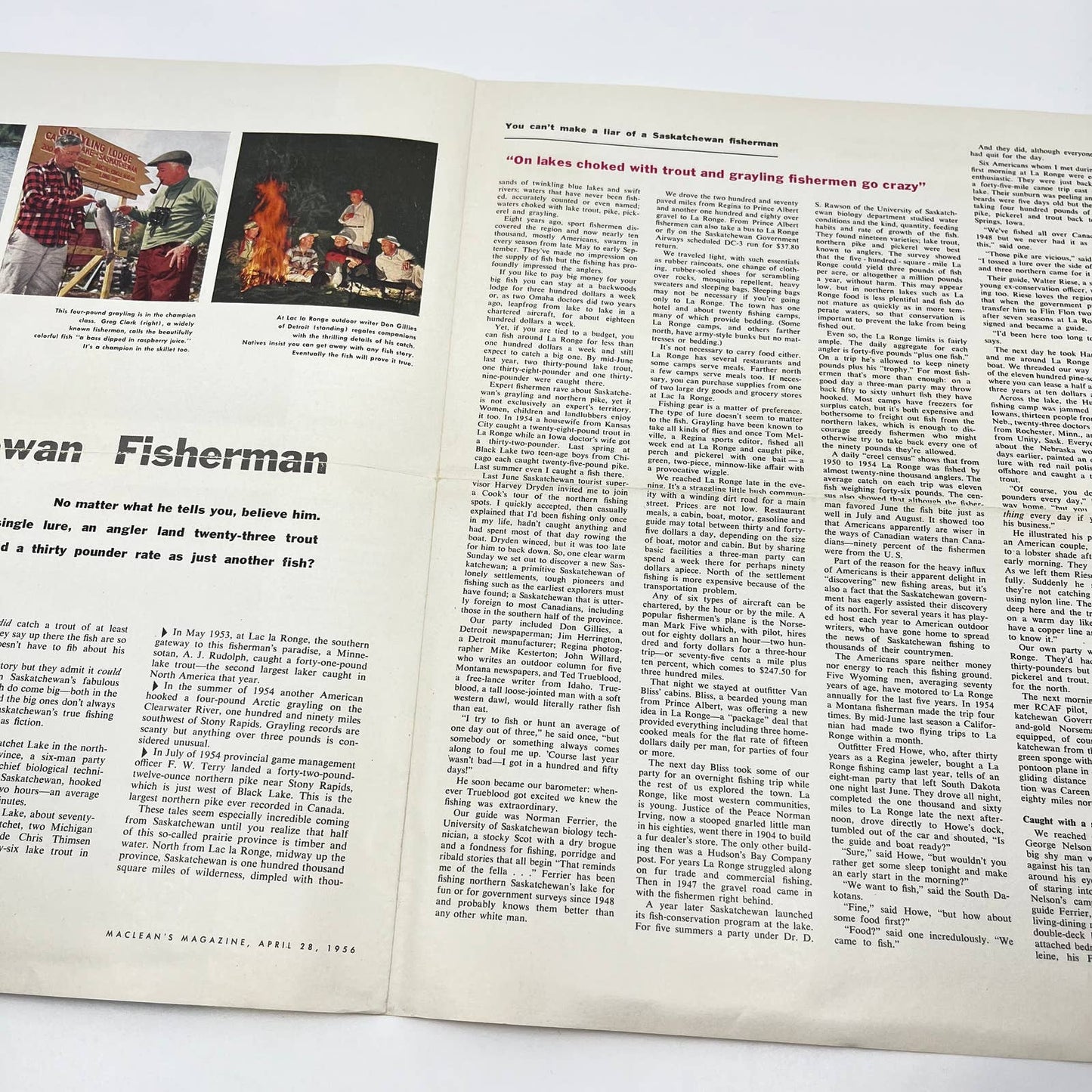 1956 Saskatchewan Canada Fishing Careen Lake Article Leaflet AB3