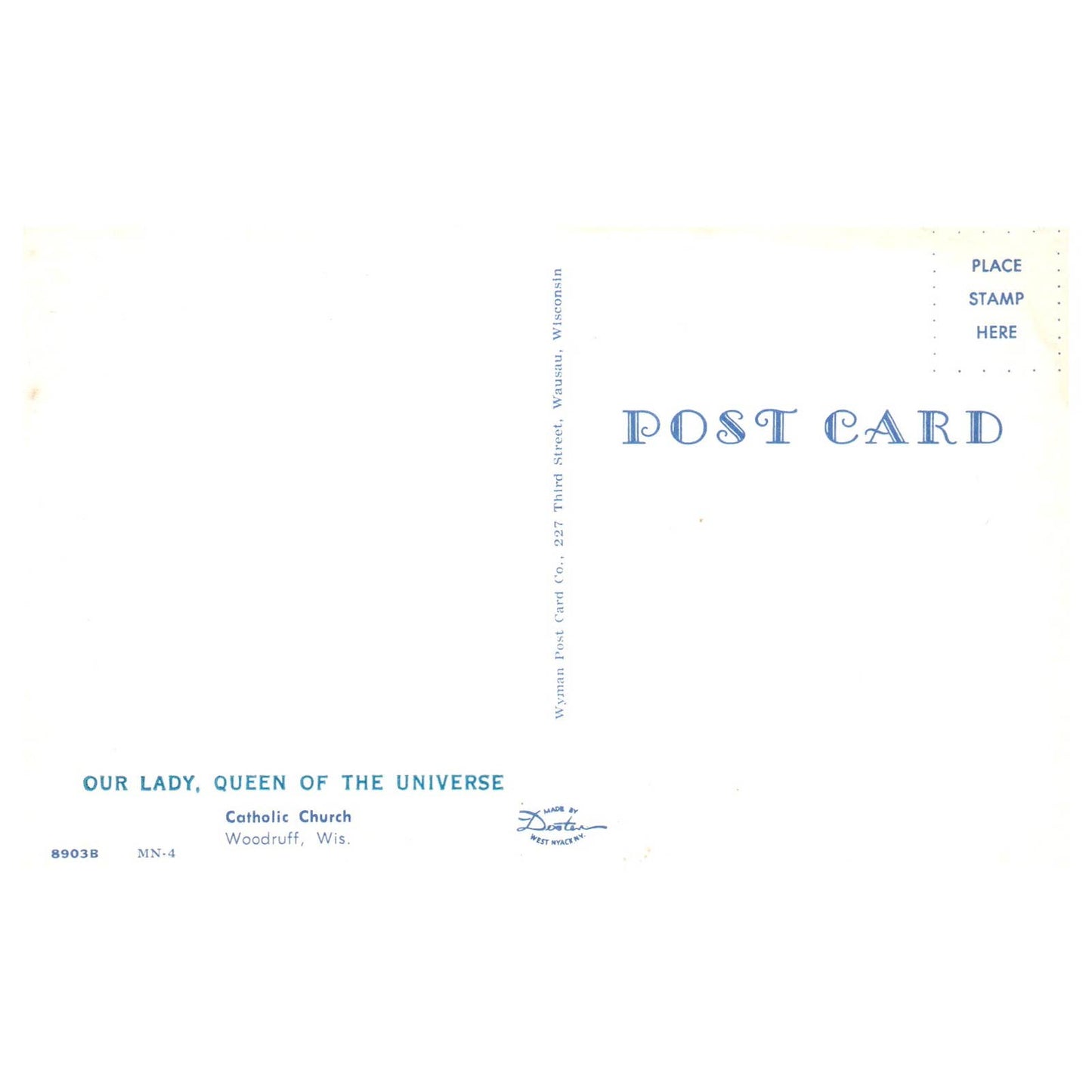 Vtg Postcard - Our Lady, Queen of the Universe Catholic Church Woodruff WI AD9