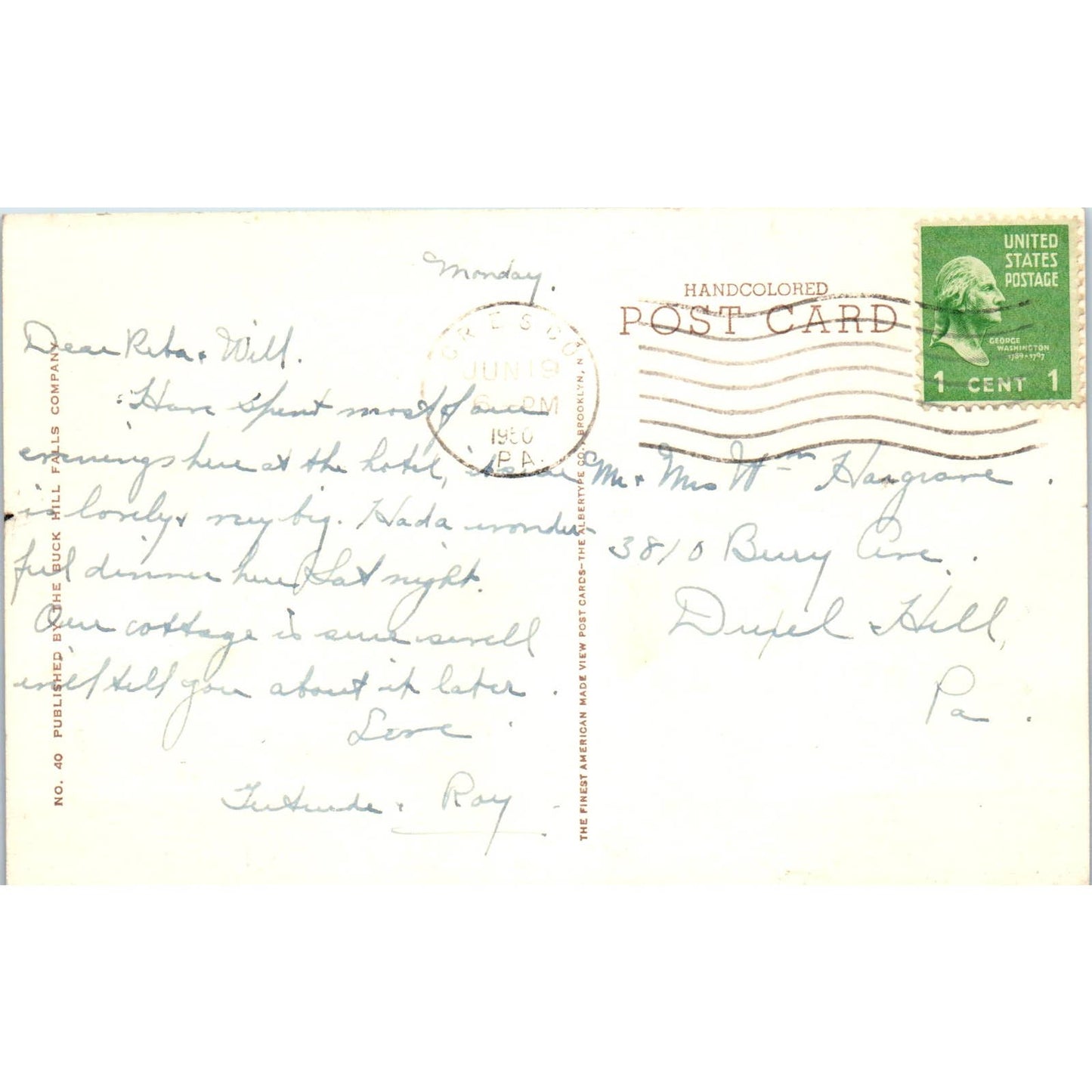 Vintage Postcard North Front of the Inn Buck Hill Falls PA TD8-P2