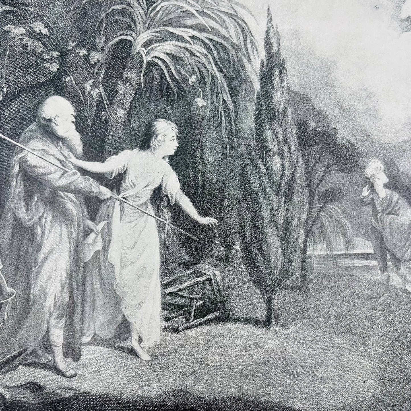 1880s Victorian Art Print Engraving Shakespeare Tempest MIRANDA AND FERDINAND