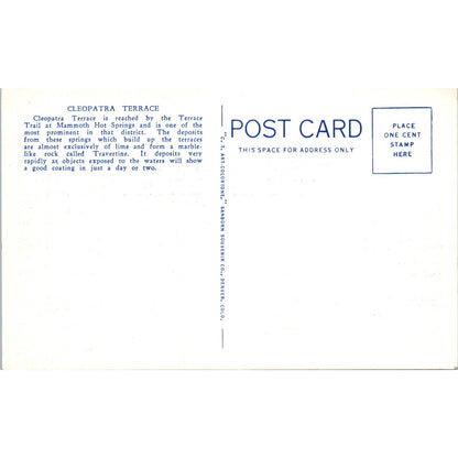 Cleopatra Terrace Yellowstone Park Original Postcard TK1-P15