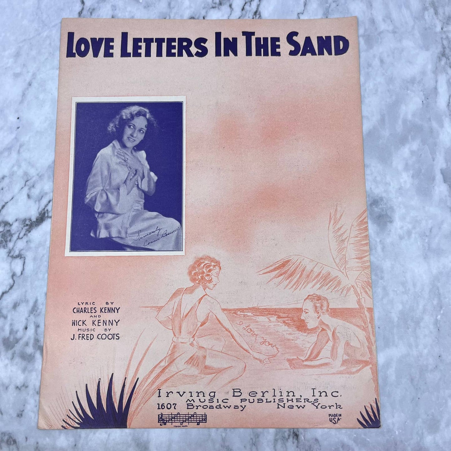 Love Letters in the Sand Sheet Music Connie Boswell Irving Berlin 1931 TH5