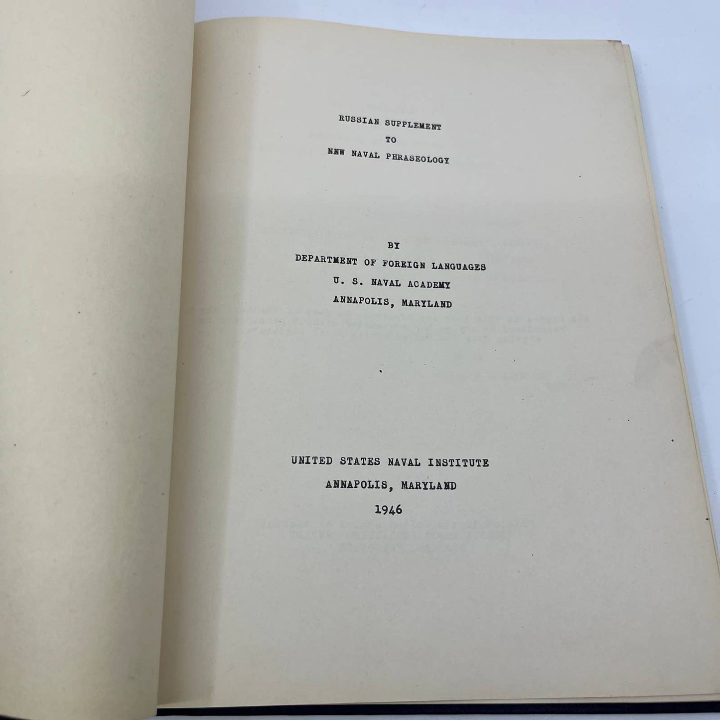 1946 WWII Russian Supplement to New Naval Phraseology US Naval Institute H/C TI6