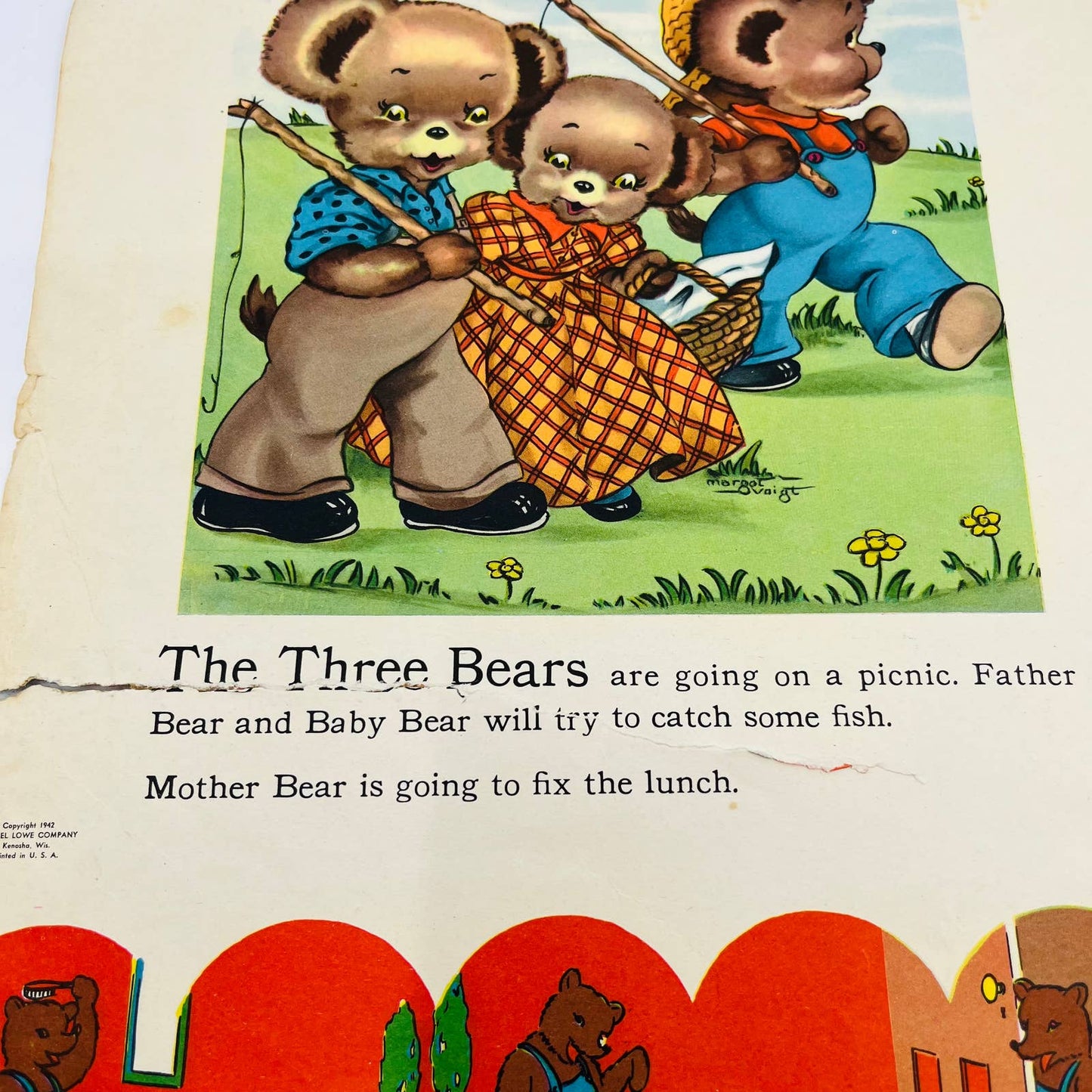 Vintage 1942 Jumbo Children’s Picture Book STORIES OF THE THREE BEARS BA4