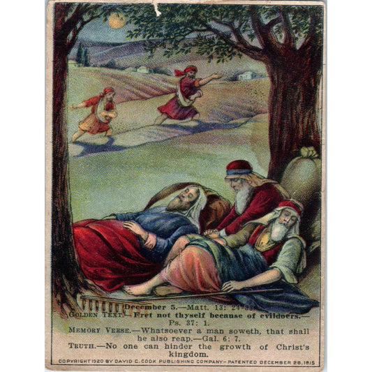 1920 Christian Lesson Picture Card Jesus' Story About Good & Bad Seeds SE5