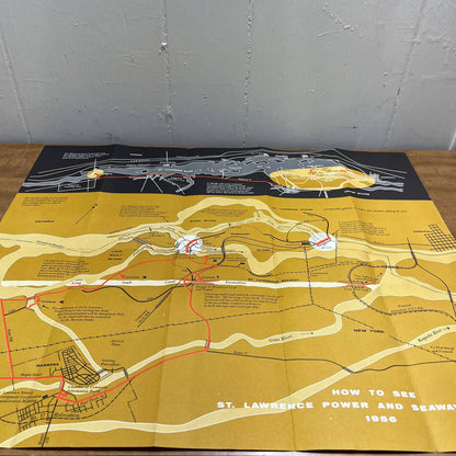 1956 St. Lawrence Power Seaway Projects Brochure & 16x20 Map Robert Moses NY A4