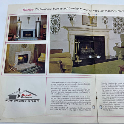 1960s Majestic Thulman Wood-Burning Fireplaces Advertising Booklet Brochure TH8