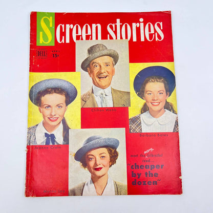Screen Stories Magazine April 1950 Cheaper By The Dozen Clifton Webb Bates TC6