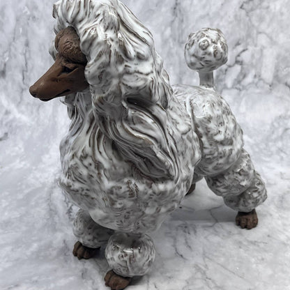1950s MCM MAJESTIC White Standard Show Poodle Dog Ceramic Figurine 8X9'' TI9