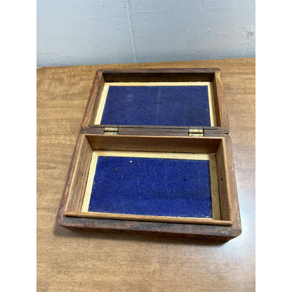 Vintage Hand Carved Teak Wood Box Jewelry Trinket Keepsake Box India 5” x 7” TH7