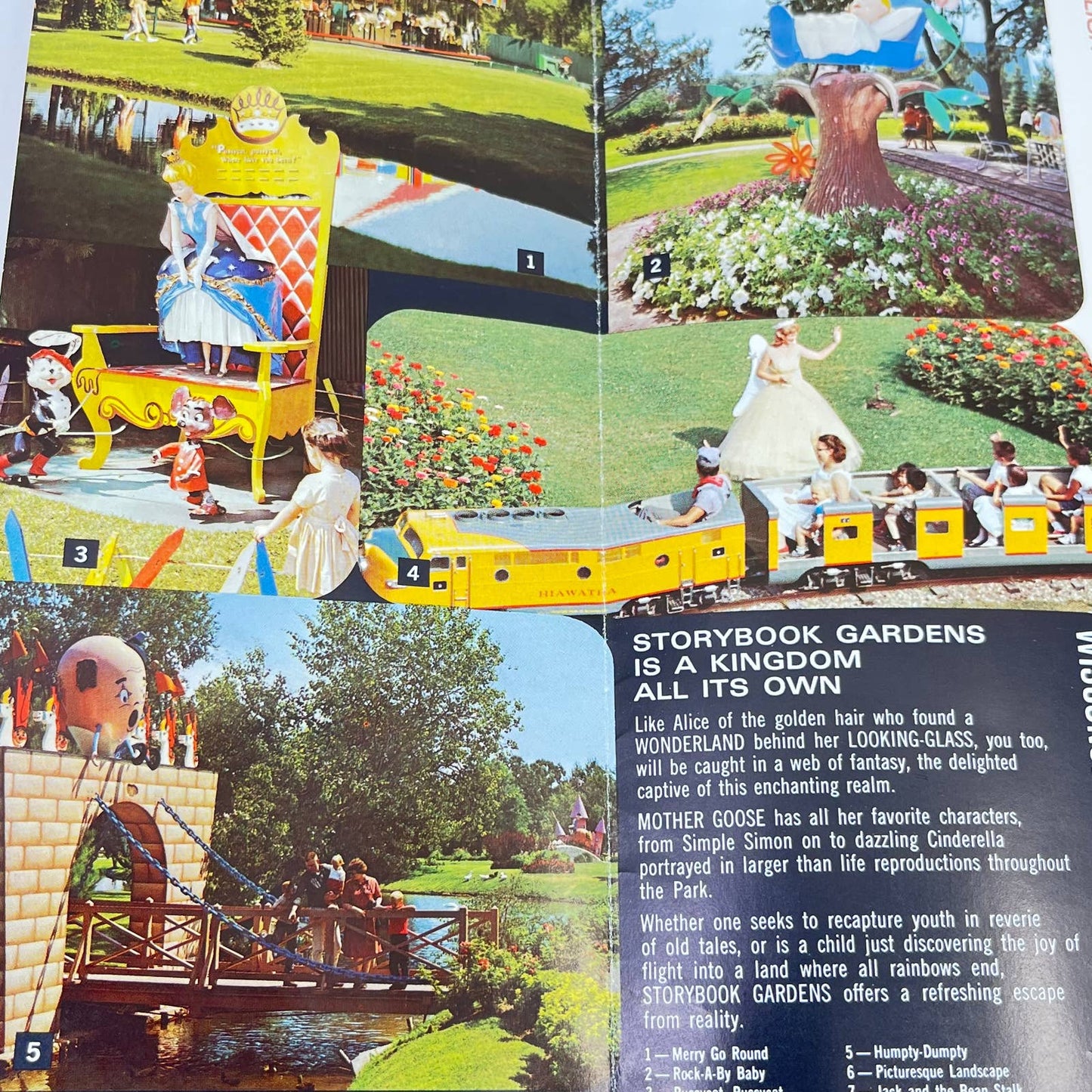 1970s Wisconsin Dells Storybook Gardens Amusement Park Brochure Fold Out SC6