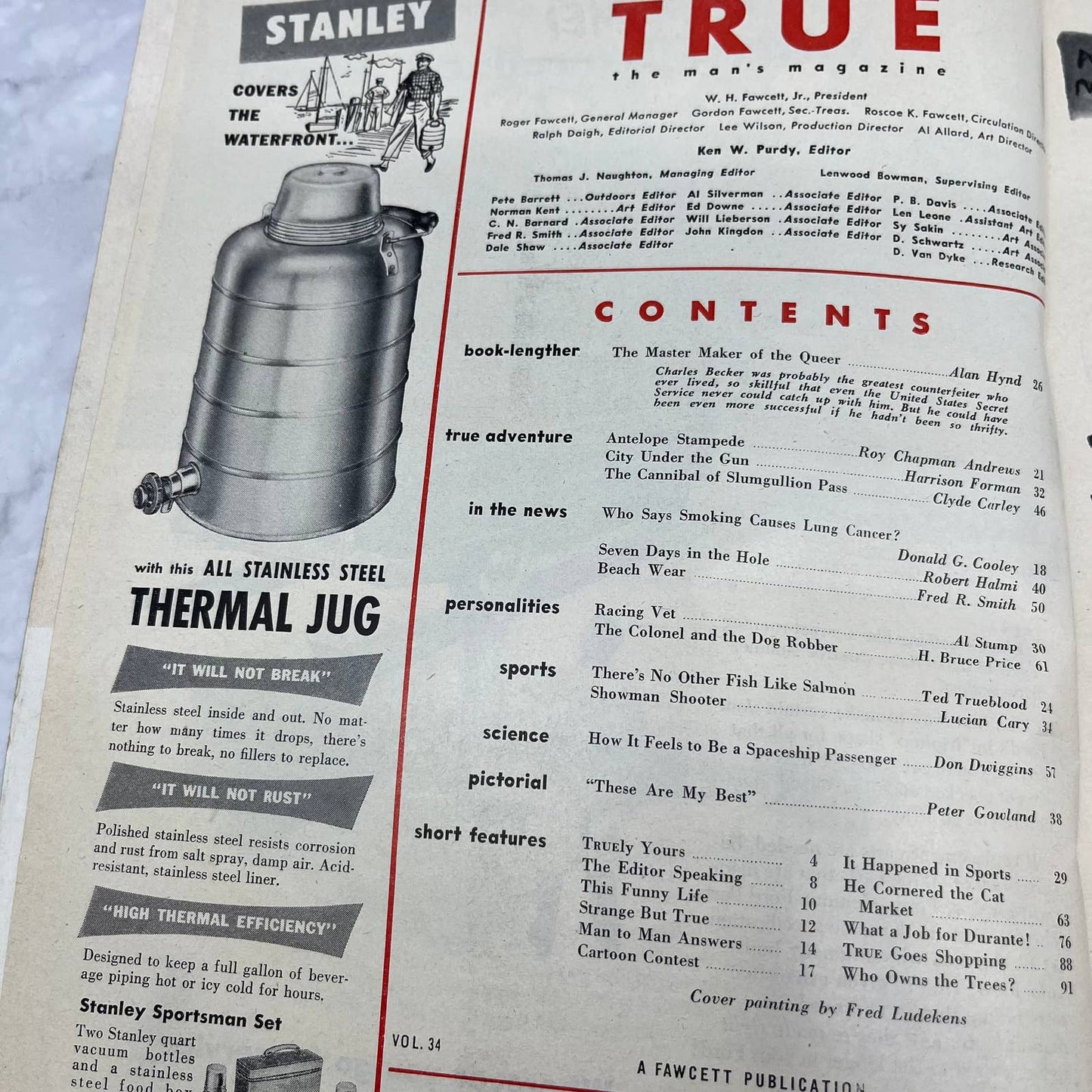 True Magazine July 1954 Tiger Cover Smoking and Lung Cancer Ted Trueblood TJ3