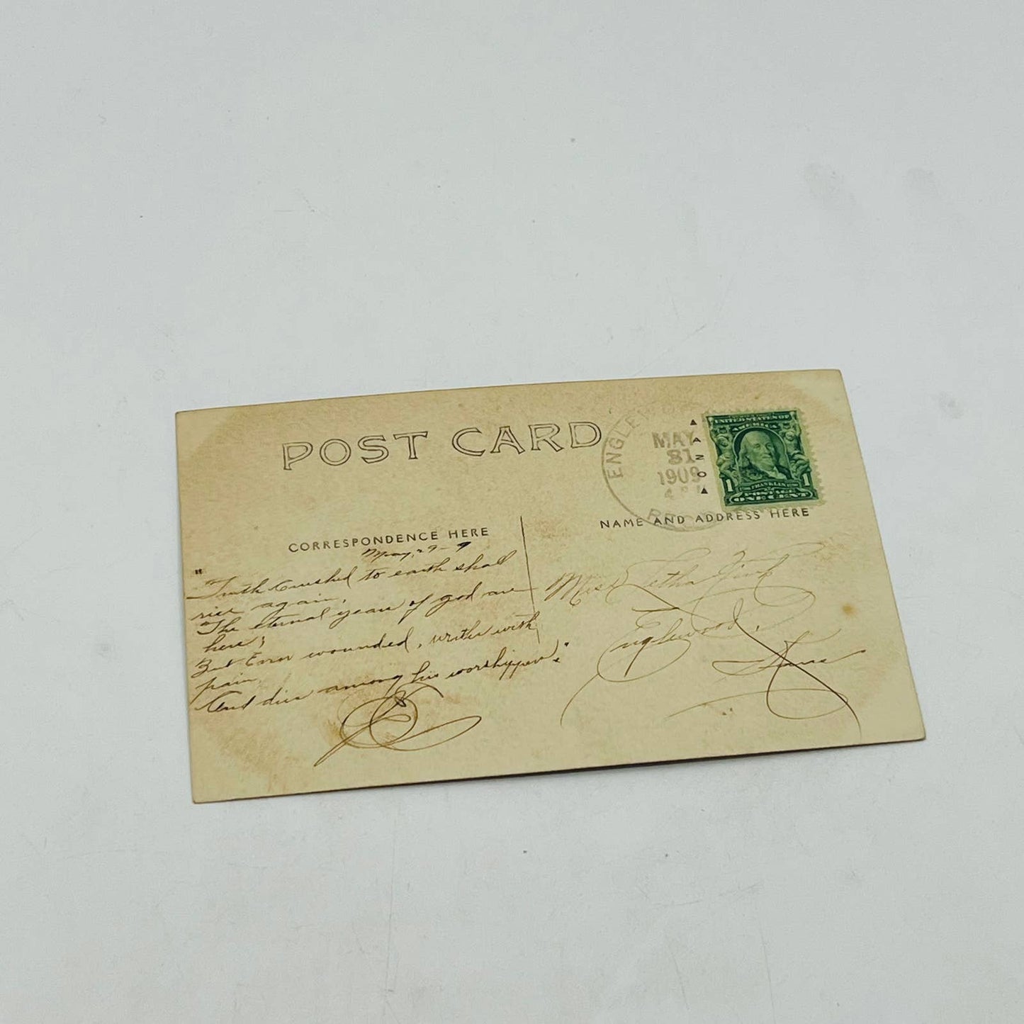 Early 1900s RPPC 3 Men Pose in Bank PA9