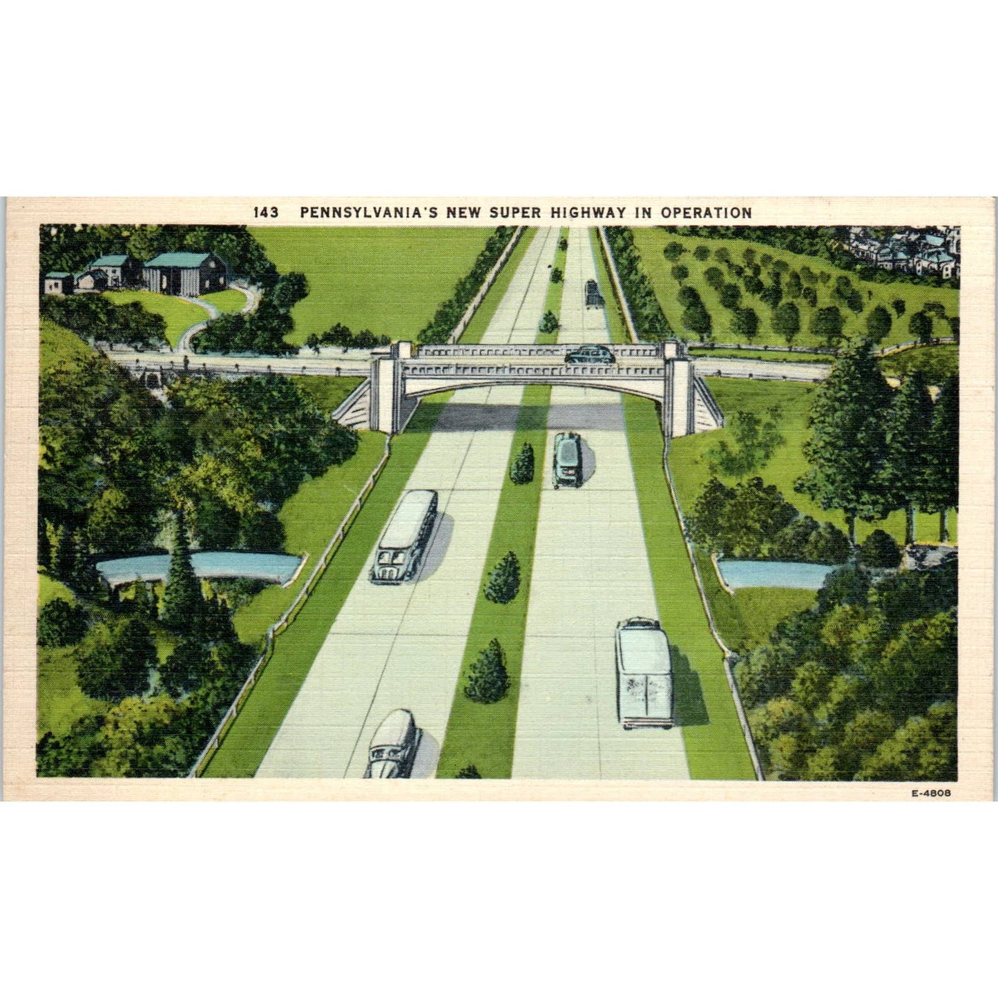 Vintage Postcard Pennsylvania's New Super Highway in Operation PA TD9-P1